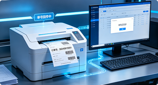 电商自动打单与回传单号流程